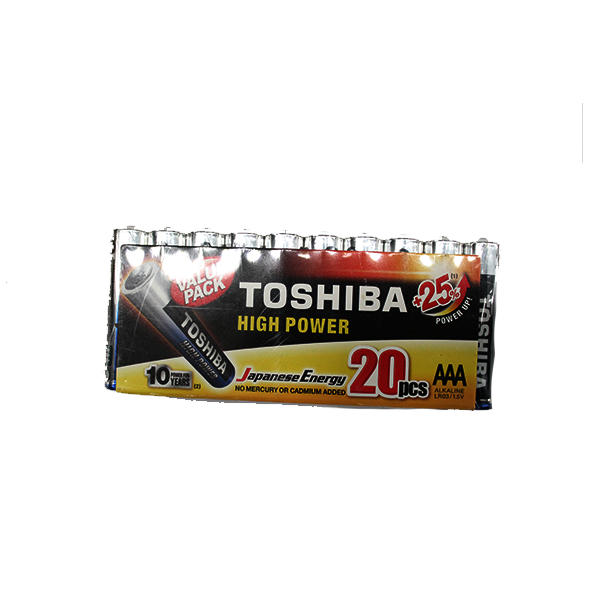 BATTERY TOSHIBA ALKALINE AAA-20PACK