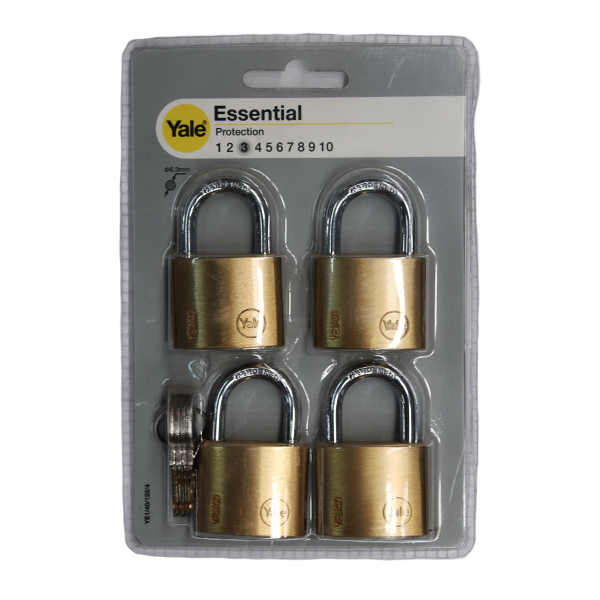 59267-YALE-ESSENTIAL-PADLOCK-40MM-4PACK-BRASS