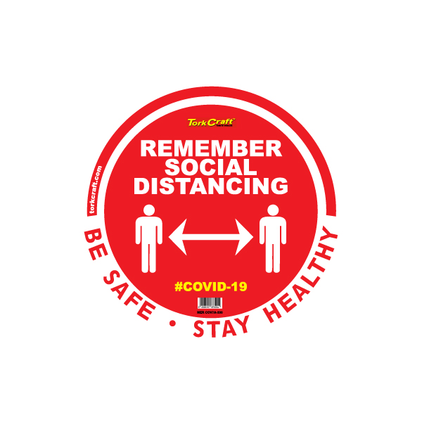 77993-Round Sticker-300mm -“REMEMBER SOCIAL DISTANCING-COVID-19”