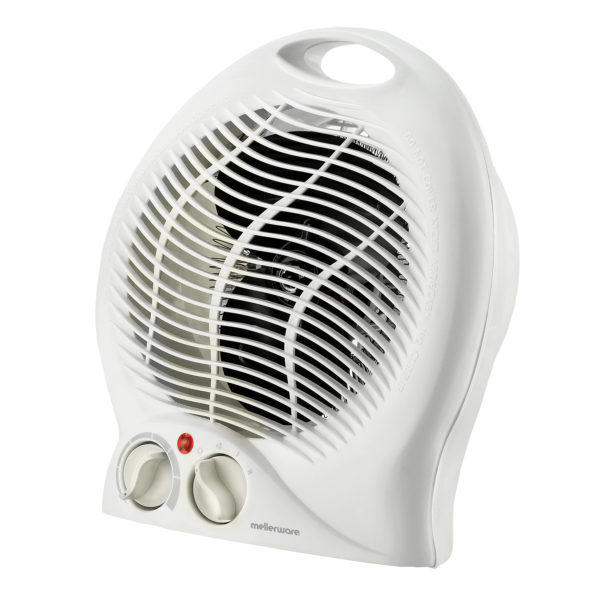 24676-Heater-Floor Fan-Plastic White- 2Heat Settings-2000W-"Swiss"