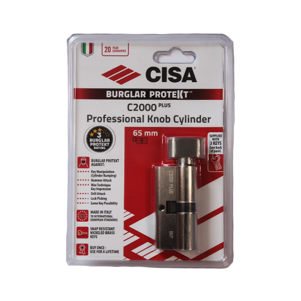 55762-CISA-CYL.-C2000PLUS-KNOB-65MM-NP