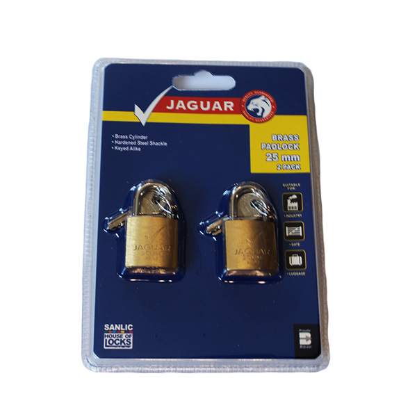 65118-JAGUAR-BRASS-PADLOCK-25MMX2-KEY-A-LIKE