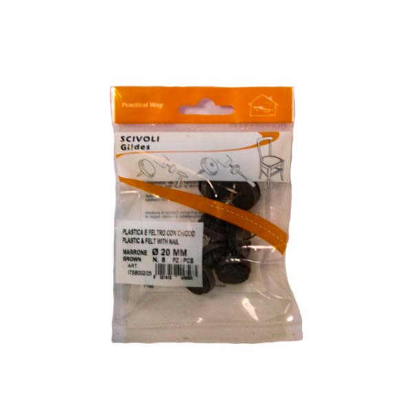 76800-GLIDES-PLASTIC-FELT-WITH-NAIL-BROWN