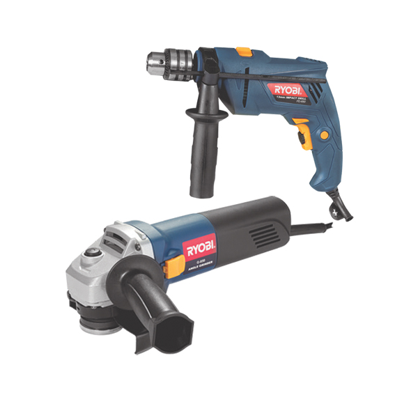 23514-Ryobi-Impact-Drill-13mm-650W-&-Angle-Grinder-115mm-850W-Combo