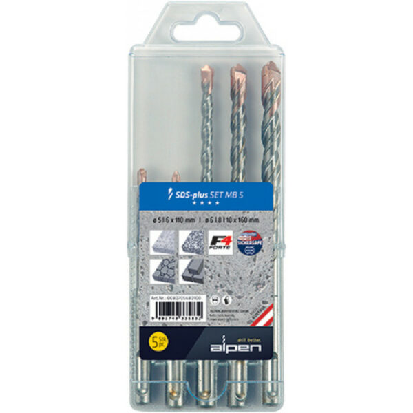 23553-ALPEN-DRILL-BIT-SET-SDS-PLUS-5PC