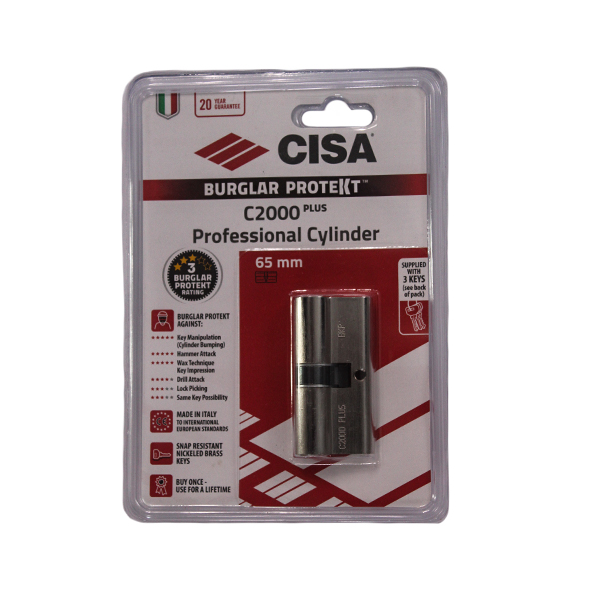 55754-CISA-CYLINDER-DOUBLE-65MM-NICKLE-PLATED