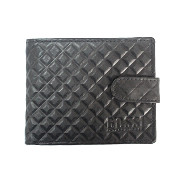 99856-WALLET-CHECK-LEATHER-BILLFOLD-MENS-BLACK