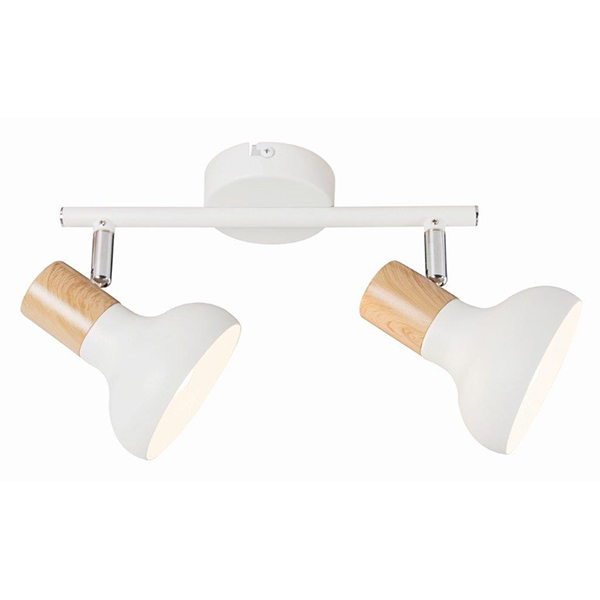 87521-SPOTLIGHT-2-LIGHT-WHITE-METAL-WITH-WOOD-FINISH-AND-POLISHED-CHROME
