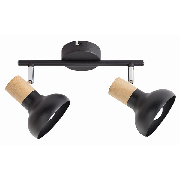 89364-SPOTLIGHT-2-LIGHT-BLACK-METAL-WITH-WOOD-FINISH-AND-POLISHED-CHROME