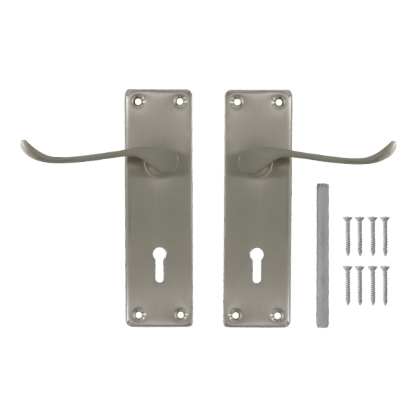 92915-Jaguar-Nickel-plated Victorian-Scroll-Door-Handles