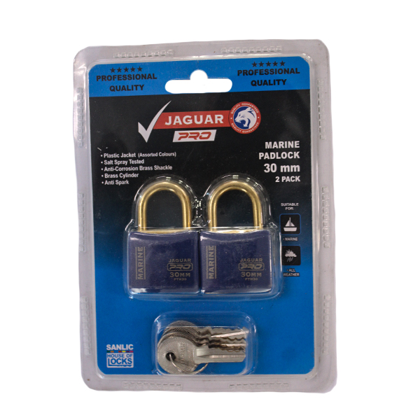 107179-PADLOCK-JAGUAR-MARINE-30MM-(2-PACK)-PRO-BRASS-BLUE