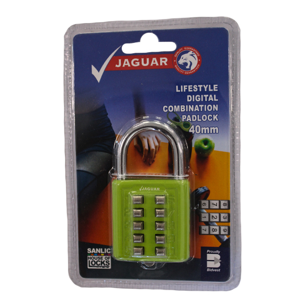 92639-PADLOCK-JAGUAR-DIGITAL-COMBINATION-GREEN-40MM