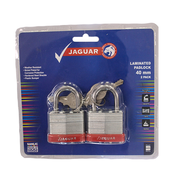 92654-PADLOCK-JAGUAR-LAMINATED-40MM-X-2-RED