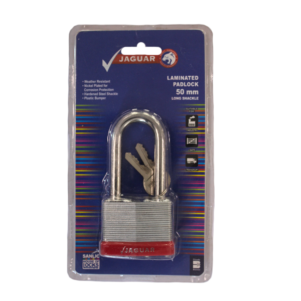 92662-PADLOCK-JAGUAR-LAMINATED-50MM-LONG-SHACKLE-RED
