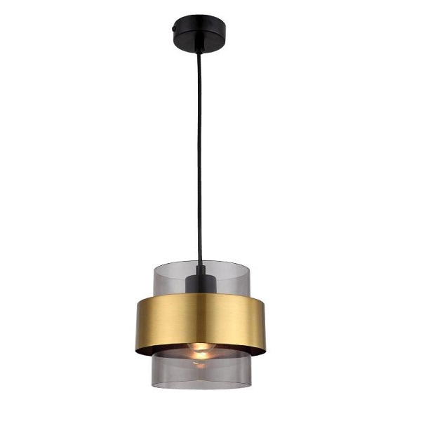 8986-Bright-Star-Pendant-Gold-with-Smoke-Colour-Glass