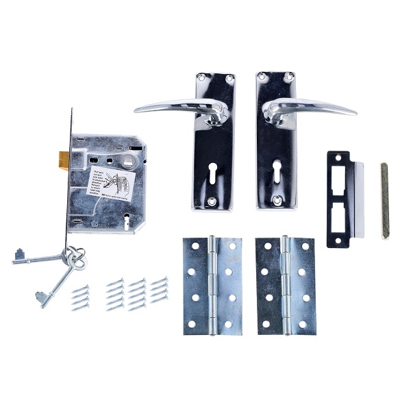 16917-Mackie-Mortice-Lockset-Edge-C/P+ZP-Hinges-3L