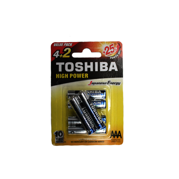 BATTERY TOSHIBA ALKALINE AAA-6PACK