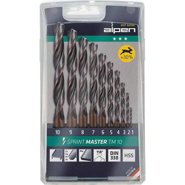 70857-ALPEN-DRILL-BIT-SET-10PC-HSS-SPRINT