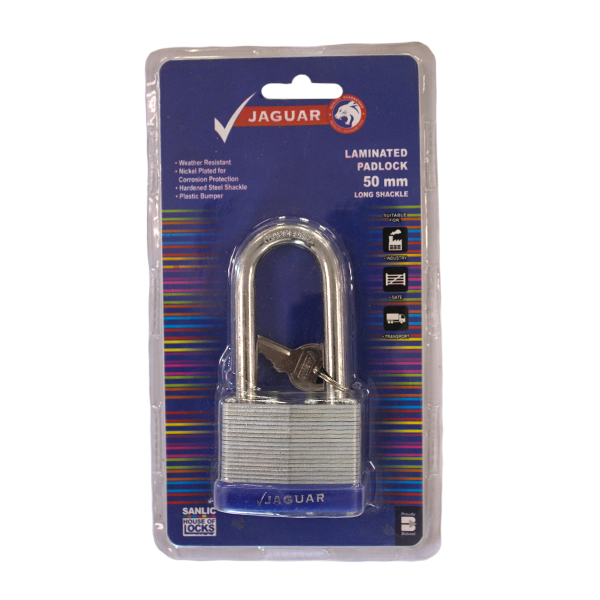 92661-PADLOCK-JAGUAR-LAMINATED-50MM-LONG-SHACKLE-BLUE