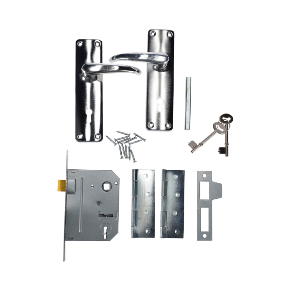 1016-Mackie-Mortice-3-lever-Lockset-&-100mm-Hinges-Combo
