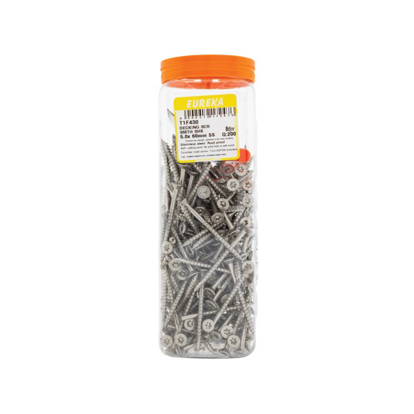 114196-Eureka-Stainless-Steel-Torx-Decking-Screws-5mm x 60mm-Tub-(200)