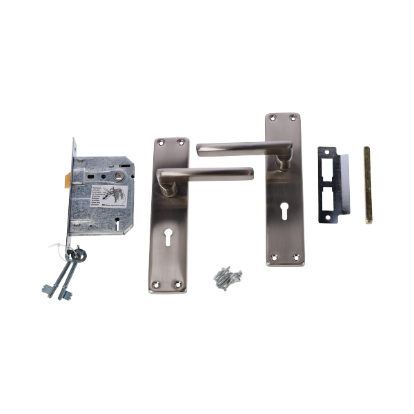 92804-BBL-Handle-Lever-Lockset-Crystal-3lever-Satin-Nickle