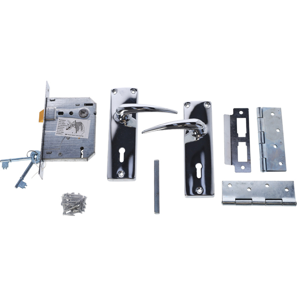 92810-92811-BBL-Mortice-Lockset and Hinges-Econo-Chrome-Combo