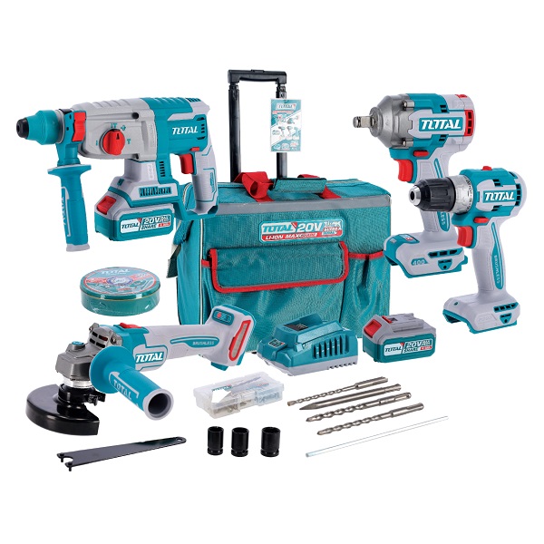 11241-Total-20V-Li-ion-5pc-Brushless-Cordless-Kit-with-2-x-4Ah-Batteries