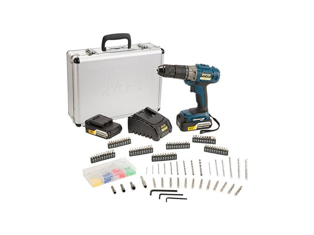 Ryobi 18V Li-Ion Cordless Impact Driver Drill Kit + 2 Batt And