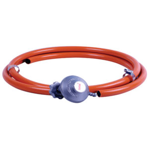 GAS HOSE 2M W/SWIVEL REG & CLAMPS