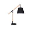 38519_Bright Star Metal and Wood Table Lamp with Black Fabric Shade