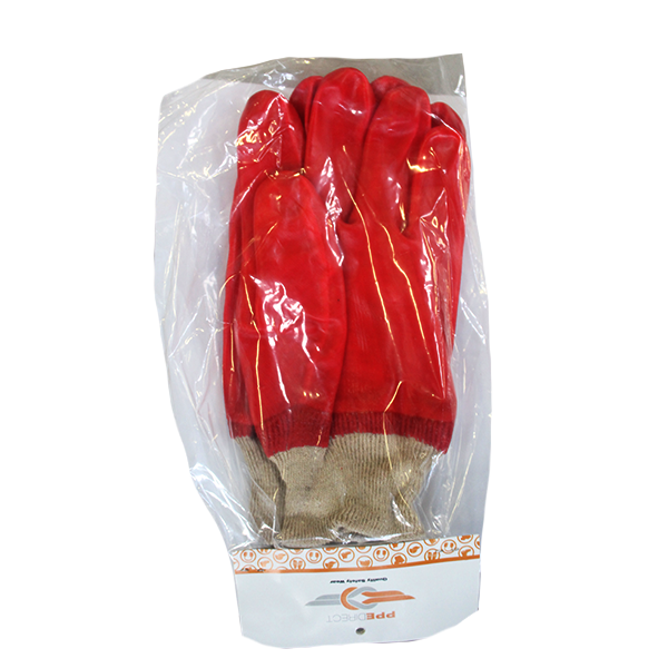 Glove pvc knitwrist
