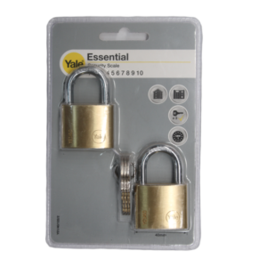 YALE ESSENTIAL PADLOCK 40MM 2 PACK BRASS