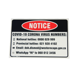 SIGN ABS COVID-19 VIRUS NUMBERS 210X300