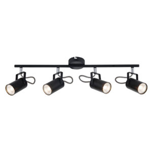 Bright Star Spotlight 4-Light Black Metal Polished Chrome