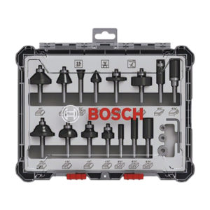 BOSCH ROUTER BIT SET 15PC 1/4" MIXED