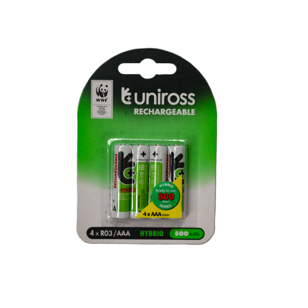 Uniross Pack 4 x Pile Rechargeable AAA - 1000mAh