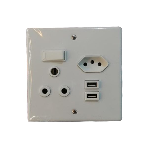 88275-LESCO-WHITE-STEEL-4-X-4-COMBO-USB-PLUG+COVER