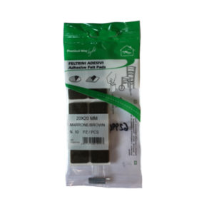 ADHESIVE FELT PADS SQUARE BROWN 20MM X 20MM (10)