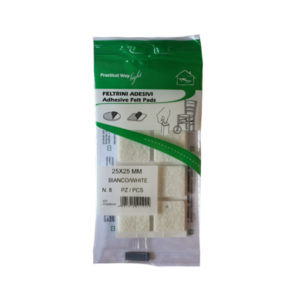 ADHESIVE FELT PADS SQUARE WHITE 25MM X 25MM (8)