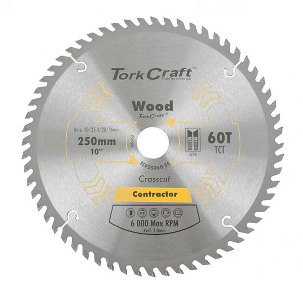 51264-TORK-CRAFT-CIRCULAR-SAW-BLADE-250MM-X-30MM-X-60T