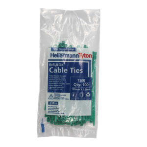 HELLERMAN TYTON CABLE TIE T30R GREEN (100) 150MM X 3.5MM