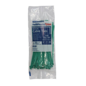 HELLERMAN TYTON CABLE TIE T50R (100) GREEN 200MM X 4.6MM