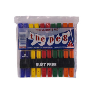 WASHLINE PEGS ASSORTED COLOURS (20)