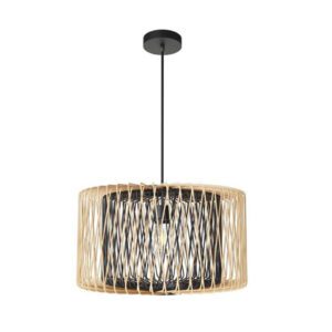 Bright Star Pendant 1-Light Metal and Bamboo