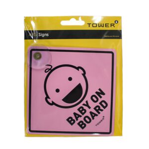 TOWER VEHICLE BABY ON BOARD PINK SIGN 180MM X 150MM