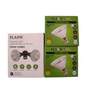 Flash Security Floodlight + 2 X 7W PAR38 with Sensor