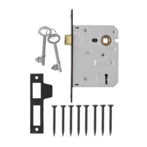 MACKIE PREMIUM BLACK 3-LEVER MORTICE DOOR LOCK ONLY