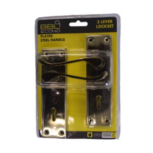 BBL HANDLE LEVER LOCKSET 3-LEVER BRASS PLATED 6"