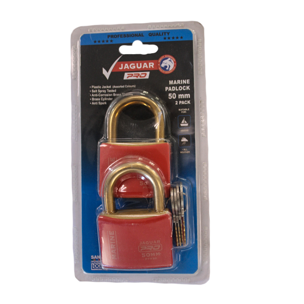 107189-PADLOCK-JAGUAR-MARINE-50MM-(2-PACK)-PRO-BRASS-RED